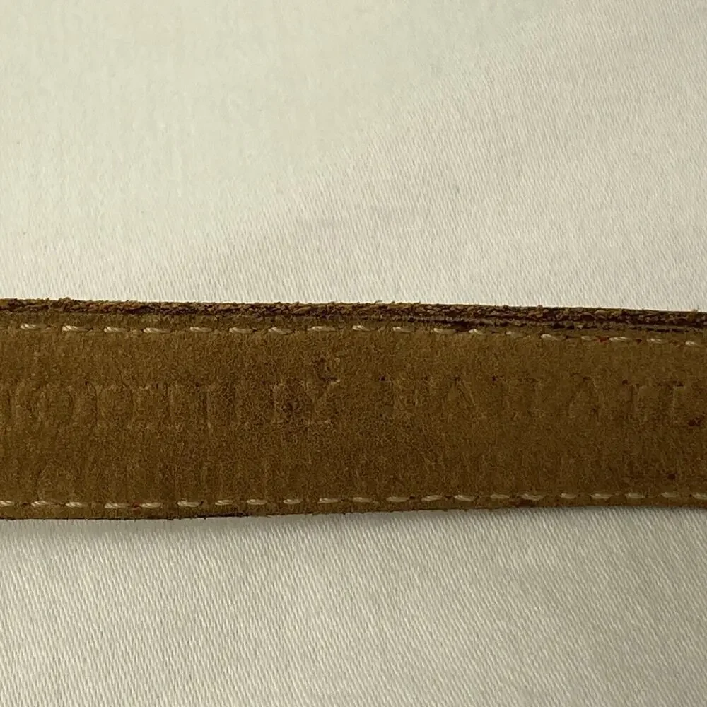 Johnny Farah Womens‎ Skinny Belt M Medium Red Leather Brass Buckle